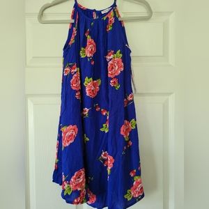 Chenault Girl Girls Blue Floral Strappy Sleeveless Floral Shift Dress NWT